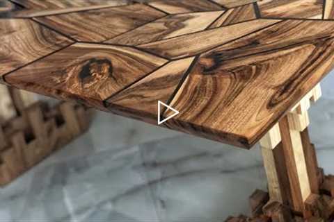 Woodworking. How to make a walnut table, full build.  Scrap wood projects.