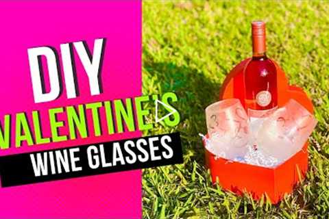 I Made these Super Cute Wine Glasses for my Valentine’s Gift Baskets!!! | Turn $2 into $20 😍😍