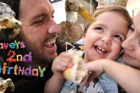 NAVEY 2nd BiRTHDAY!!  Farm Animals Surprise Party, hiding presents, & bday balloons morning..