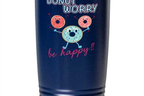 Donut Worry Be Happy-02, blue tumbler 20oz. Model 6400016