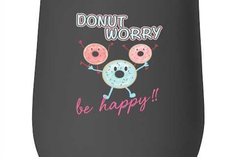 Donut Worry Be Happy-01, black Wineglass. Model 6400015