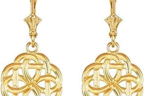 10K Yellow Gold Triquetra Celtic Trinity Dangle Earrings