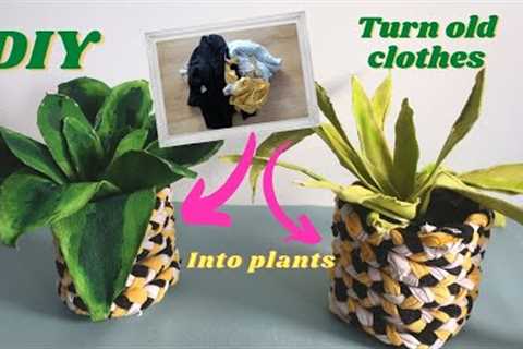 Recycle old clothes! DIY Fabric Plant with Rope Planter | DIY Fabric Planter by Fluffy Hedgehog